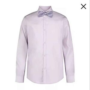 NWT Boys Van Heusen Light Purple Dress Shirt & Bow Tie -Classic Formal Wear ~XS